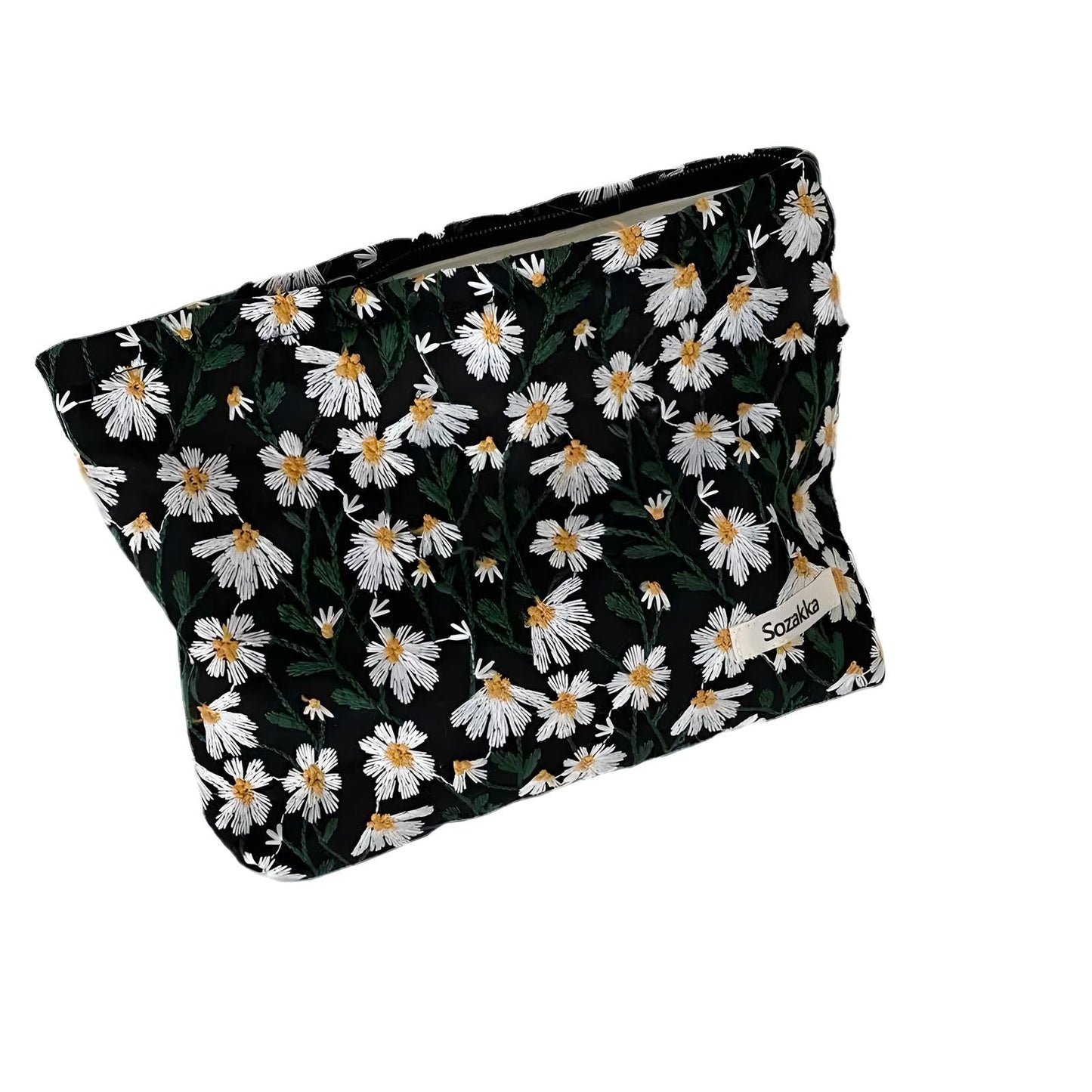 Angela | Flower Embroidered Makeup Bag