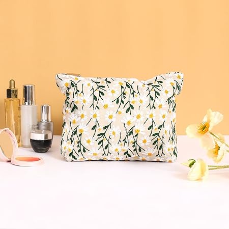 Angela | Flower Embroidered Makeup Bag