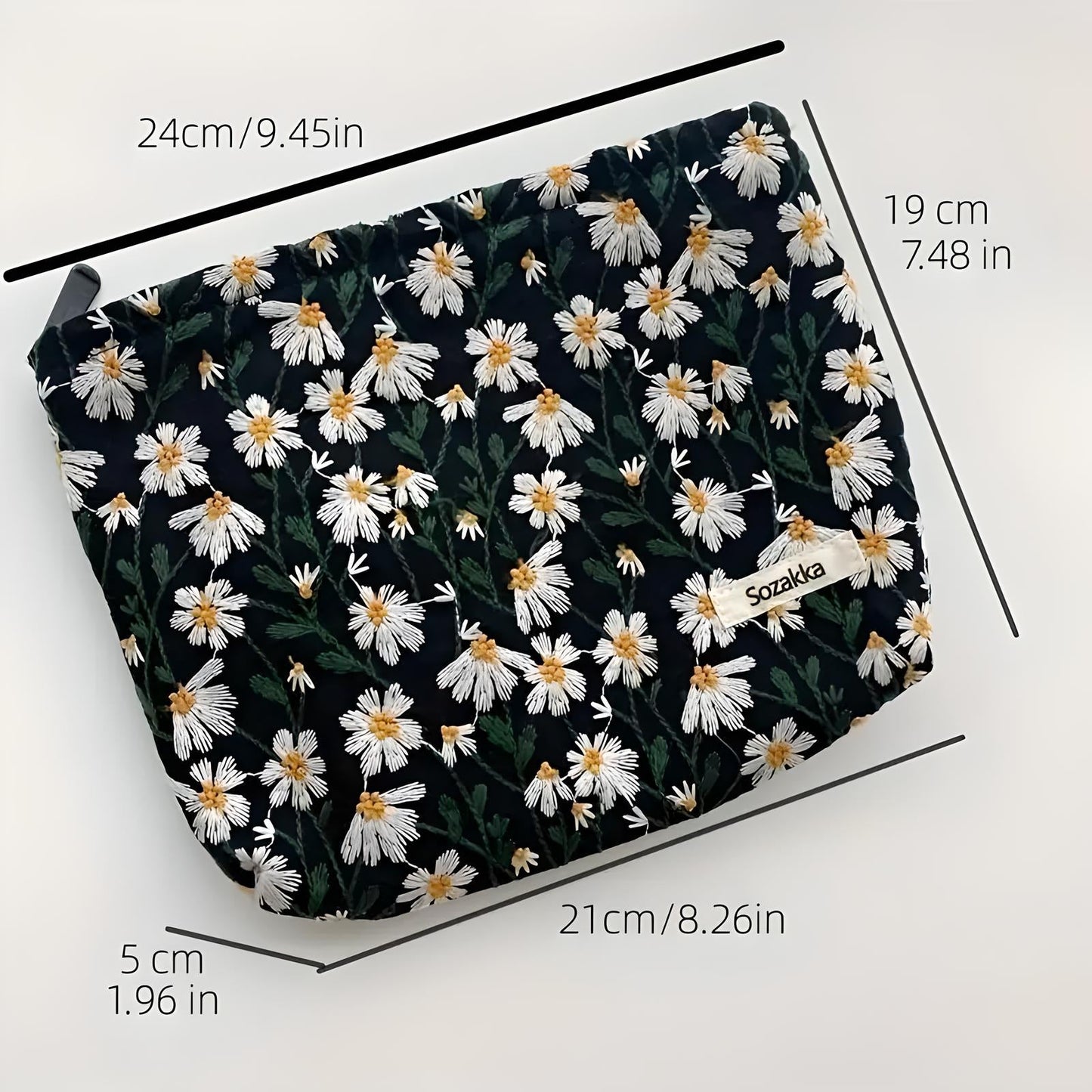 Angela | Flower Embroidered Makeup Bag