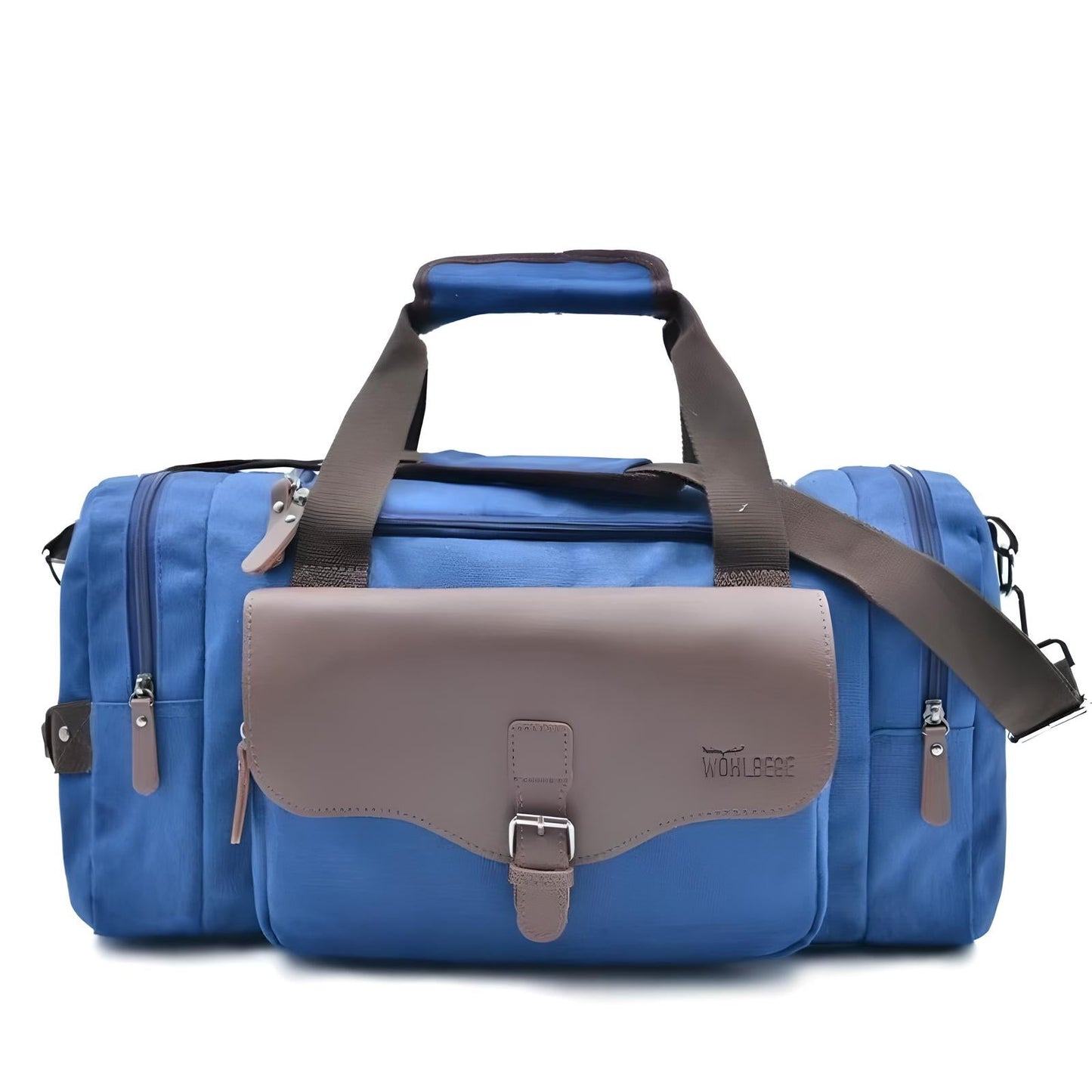 Multi-Compartment Leather Accent Duffle Bag